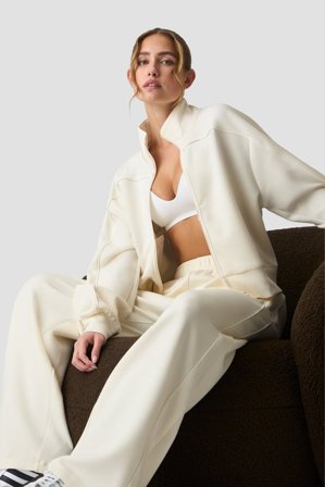 Contrast Zip Jacket Ivory