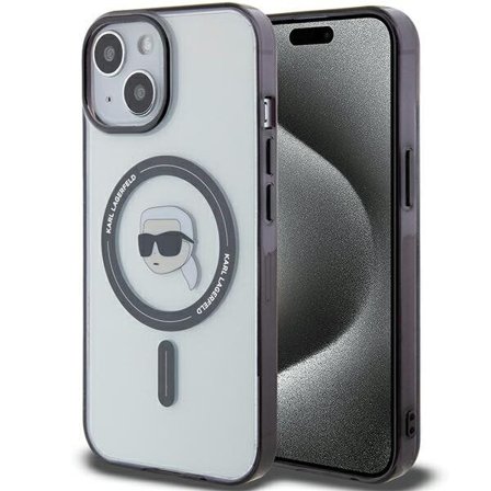 Karl Lagerfeld KLHMP15SHKHNOTK iPhone 15 6,1" gennemsigtig hardcase IML Karl`s Head MagSafe