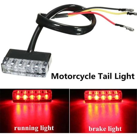 Zhuotop Mini Rød 12V 5 LED Brems Baklys for Motorsykkel Scooter Quad Bike