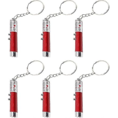6 stk. Mini Laserpegepind Kattelegetøj Med Nøglering Lommelygte Sjovt Kattelegetøj