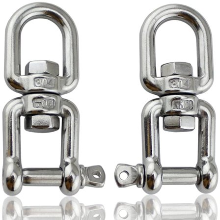 M8-2st Lyftschackel, Rostfri Schackel, Öga mot Öga Vridbar Ring, för Hängande Stol, Sandsäck, Industri, Resor, Fiske, Bergsklättringsverktyg