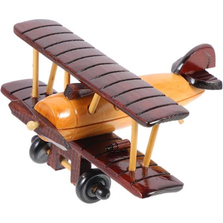 Tretremodellfly i tre, dekorasjon for fly i vintage-stil, trepynt, flyrekvisitt, tremodellfly