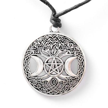 Triple Moon Goddess Tree Pentagram Halskjede, Wiccan Pagan Smykker Gave Til Menn Og Kvinner