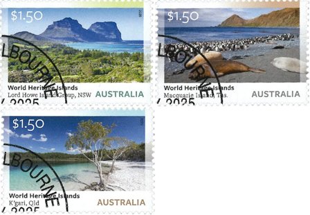 Australien - Verdensarvøer - Stemplet sæt 3v