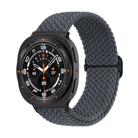 Armband för Samsung Galaxy Watch 8 40mm 44mm/Watch 8 Classic 46 mm vävd nylonrem (Mörkgrå)