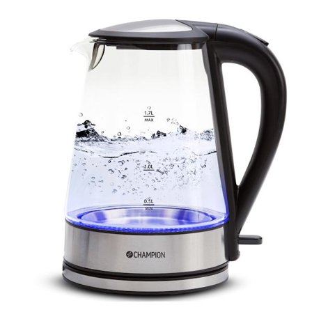 Champion lasinen vedenkeitin – 1,7 L, LED-valaistus, automaatti