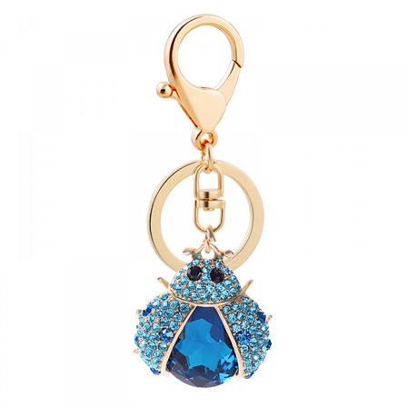 Söt insektsnyckelring för kvinnor Bling nyckelpiga nyckelring för tjej handväska eller bilhänge, blå