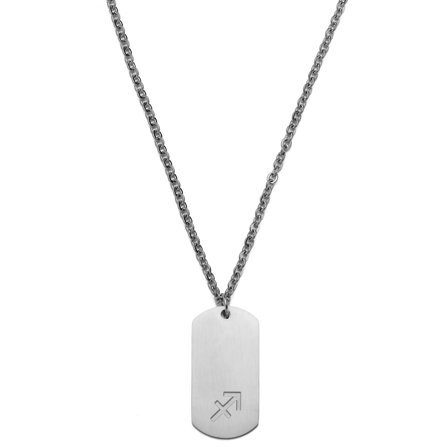 Collana in acciaio color argento con segno zodiacale Sagittario per uomini - Collane in acciaio