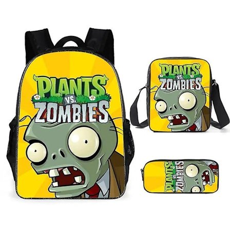 Plants vs. Zombies 3-pack Ryggsäckar för Barn Speltillbehör Flickor Pojkar Ryggsäck Skolväska Cartoon Kindergarten Ryggsäck Present