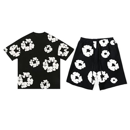 Denim Tears sommer sett for menn, kort erme, Svart