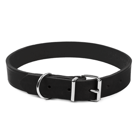 Selected by ZOO - Lærhalsbånd Hera justerbar Svart 25 mm x 44-54 cm - Hund - Halsbånd - ZOO.no
