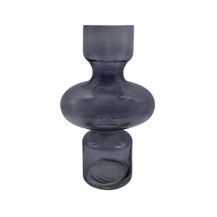 Grå glasvase, 20x20x30 cm – Moderne indretningsmøbel