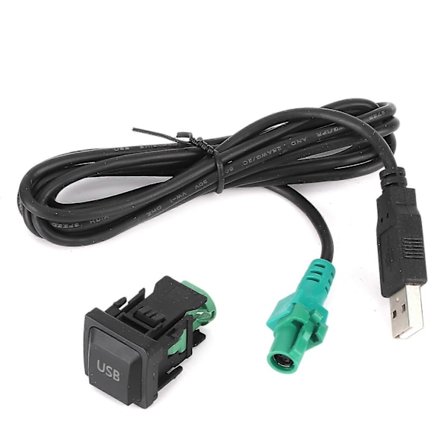 Stereo USB-kabeladapter med knapp för CD-spelare Radio DC 12V Universal Anslutningskabel