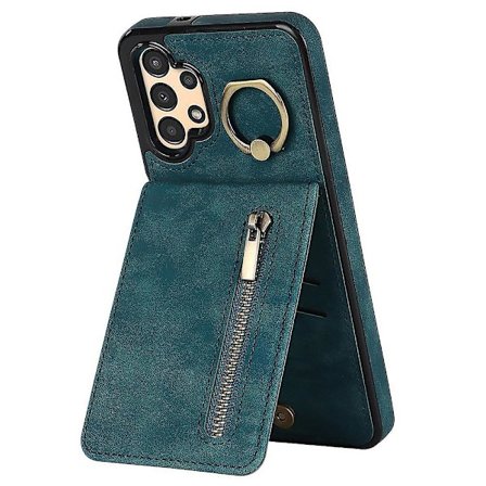 Til Samsung Galaxy A13 5G/A13 4G RFID-blokerende støtteben etui Retro PU+TPU Wallet Telefon Cover - Blå