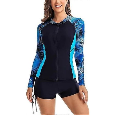 UV-suojaava rash guard naisille UPF 50+ Pitkähihainen uimapaita vetoketjulla, nopeasti kuivuva uimapuku L