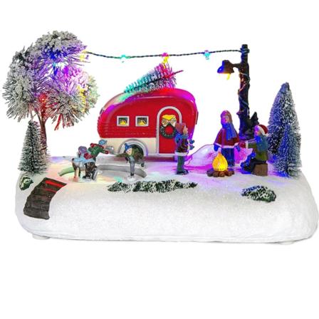 Animeret jul camper landsby bygning LED lys hus scene kollektion indendørs dekoration