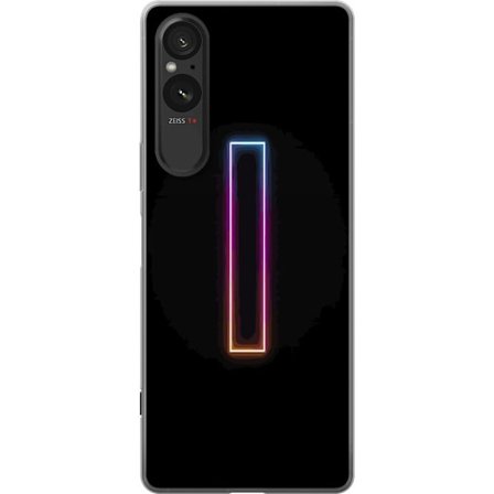 Kompatibel Mobilcover til Sony Sony Xperia 10 VI Minimalistisk neonbogstav I i regnbuefarver mod mørk baggrund
