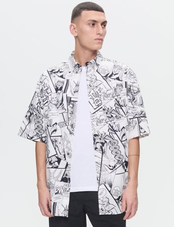 WOOD WOOD Wwaaron Ss Shirt Aop - White - S