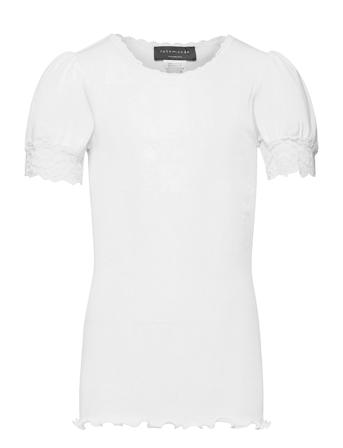 Organic T-Shirt W/ Lace White Rosemunde Kids