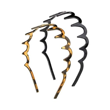 2 stk. Sorte, Brune Zigzag Pandebånd Plast Hårkam med Hajtænder Hårbøjle Zig Zag Pandebånd Plast Bølgede tænder Hårring Tilbehør til Kvinder Piger