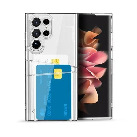 Samsung S22 Ultra Tyndt stødsikkert mobilcover med kortslot Transparent