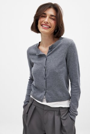 NA-KD - Finstrikket cardigan - Cardigan - Grå - XS