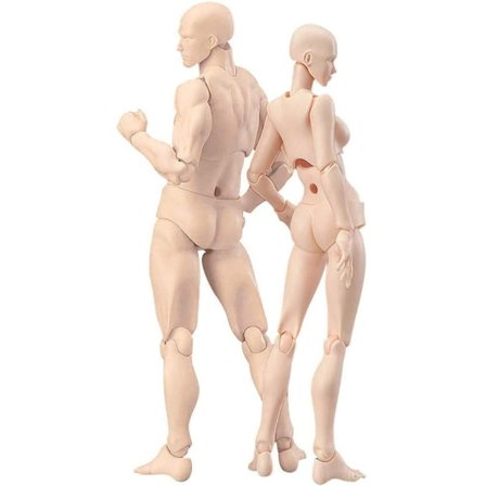 Mannequin-kunstner, artikuleret mannequin, PVC-mannequin, karaktermodel (kvinde + mand, hudfarve)