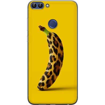 Kompatibelt Mobildeksel til Huawei Huawei P smart Banan med leopardmønster mot gult bakgrunn i en kreativ og leken design