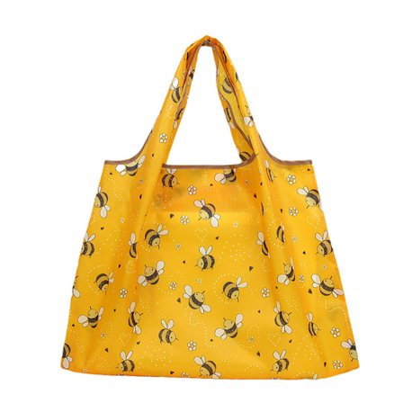 2 stk. Stor Kapasitet Tegneseriebie Oxford Stoff Gjenbrukbare Handleposer - Slitesterke, Firkantede, Lettvekts Handle- og Reisevesker (Stor, Liten)