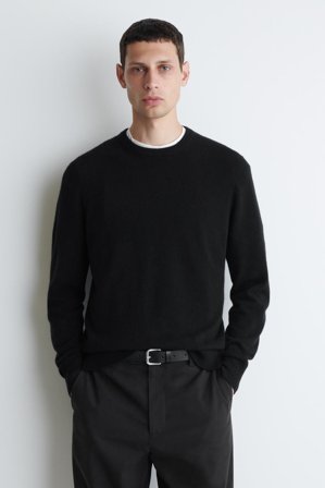 COS Homme Pull À Col Rond Sans Couture En Cachemire Jumper in Noir