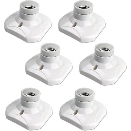 E27 Skrue-i Loftsfatning, E27 Garage Fatning, Ac 220-240v, Fatningsholder Til Led Pære, Hvid Plastik Lampeklokke Til Væglampe, Sæt Med 6