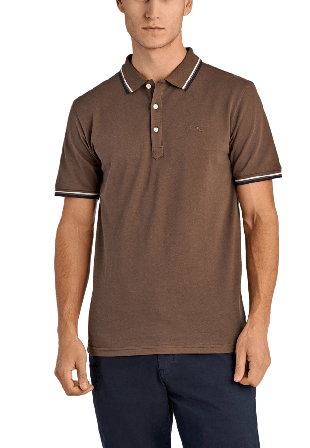 Lindbergh Polo shirt w. contrast piping Överdelar Herr Brun 3XL