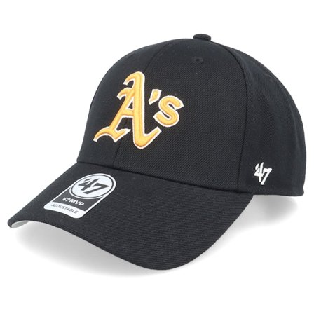 47 Brand - MLB Zwart adjustable Cap - Oakland Athletics Mvp Black Adjustable @ Hatstore
