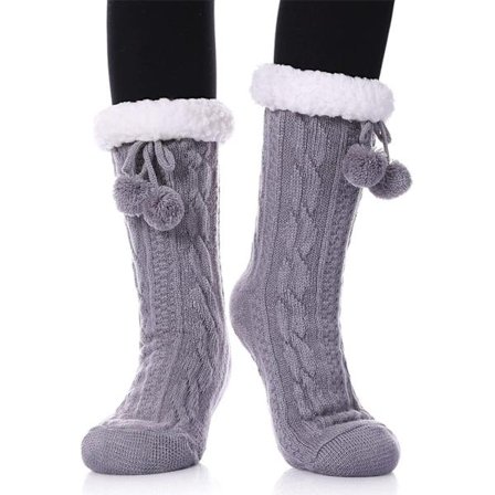 Hussokker - Hussokker - Unisex hussokker - Sokker - Fleeceforet - Tykke - Varme hjemmesko sokker - Damesokker - Skridsikre sokker - Grå