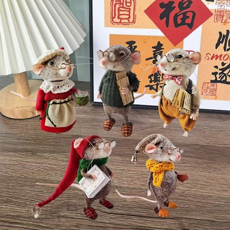 Filtet Muse Sæt Håndlavede Filtmus Jule Filtmus{HH}