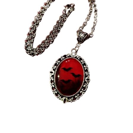 Gotisk blodfladdermus cabochonhänge halsband vampyrfladdermus cameo halsband retro gotisk keltisk mystisk häxa Halloween smycken gåva kvinnor flickor