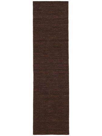 Plain (Single Colored) Small Handloom Flat Rug - Dark Brown 80X300 Wool, Classic Style