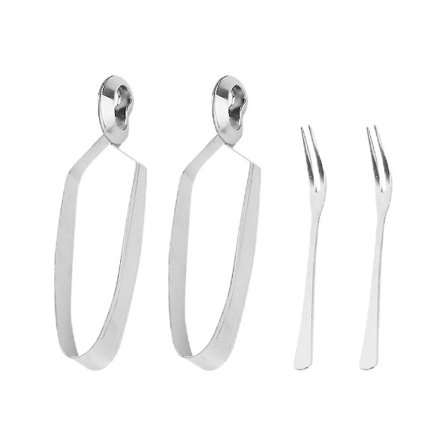 4-pak rustfrit stål sæt til at spise snegle, snegleudstyr, cocktailgafler, escargot-serveringstænger, snegle-tanggaffelsæt