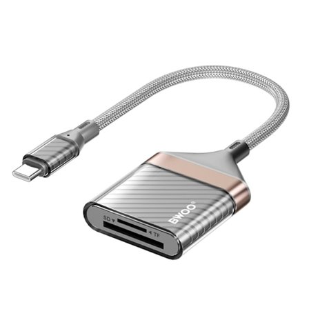 2-i-1 USB-C till SD/TF Minneskortläsare – Snabb & Smidig Dataöverföring