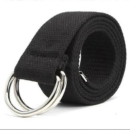 Unisex Canvas Bälte Enkelt Vävt Dubbel D-ring Metallspänne Midjeband (FMY)