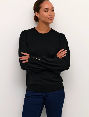 Kaffe Kalizza Round Neck Knit Pullover Bu - Black - S