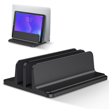 Dobbelt Vertikal Bærbar Stativ, Aluminium Legering Holder Sort