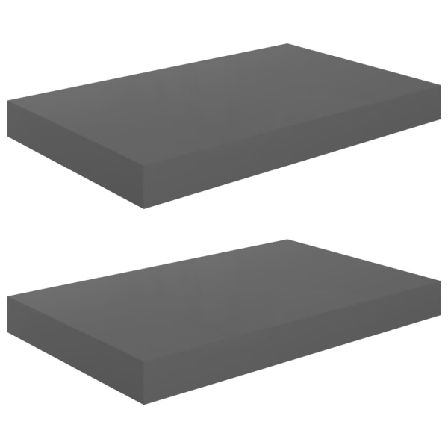 Vidaxl Svävande Vägghyllor 2 St Grå Högglans 40x23x3,8 Cm Mdf Grå