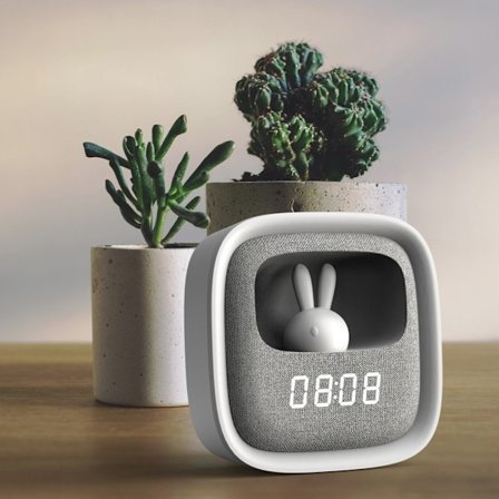 Forverer LED-vækkeur med natlys - grå/hvid