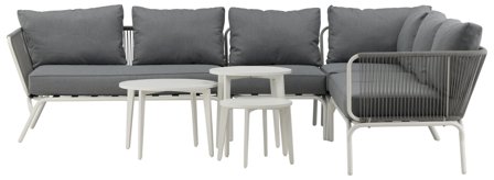 Venture Home Roxo 9151-018 Loungeset soffa, satsbord, grått/vitt, Utemöbler