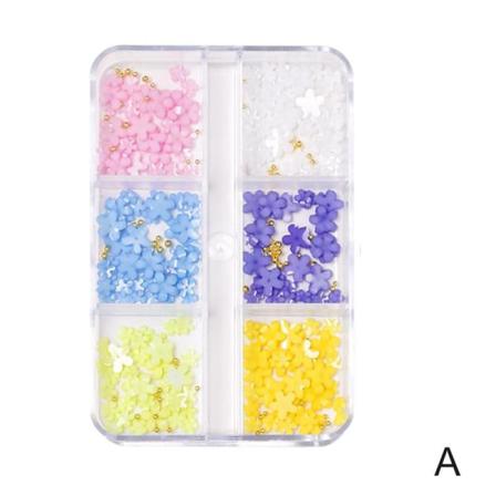 Mixed 3d Pearl Flowers Nageldekoration Crystal Metal Bead Acryli