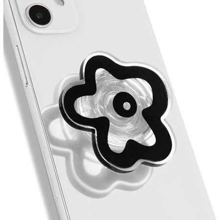 OnTheGrip Søt Gjennomsiktig Tusenfryd Blomst Form Design Mobiltelefon Grep Multi Funksjonell Sammenleggbar Stativ Holder for Smarttelefon Nettbrett 