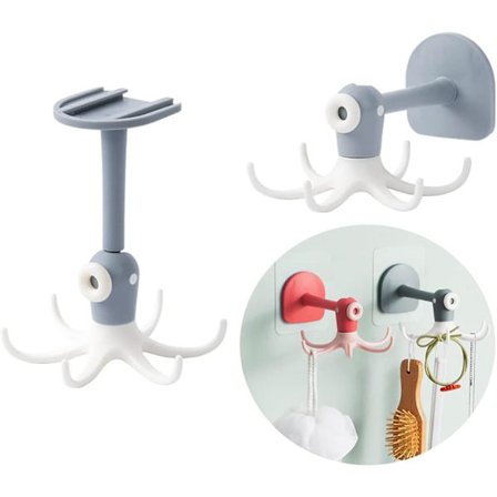 Keittiön pyörivä koukku Raskaan itseliimautuva seinäkoukku, 360 asteen pyörivä ripustin, sopii keittiön koukkuihin tai kylpyhuoneen makuuhuoneeseen 【