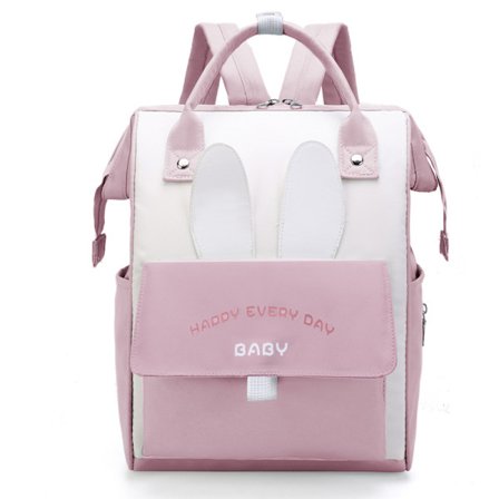 Pusletaske, stor kapacitet multifunktionel rygsæk, gravid kvinde forventer mor og baby taske (pink+hvid)