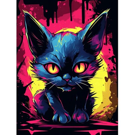 Fantasy Cat Diamantmålningskit - 5D DIY Full Drill Heminredningshantverk för barn